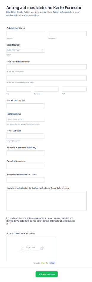 Antrag Auf Medizinische Karte Formular