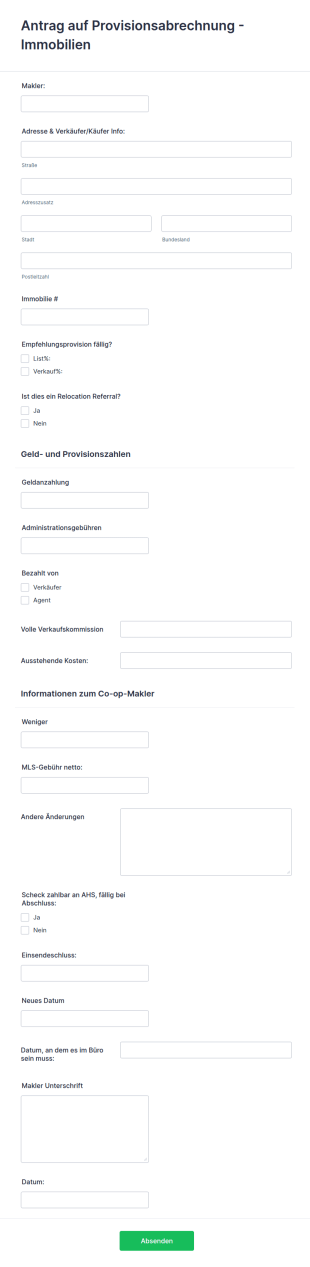 Antrag Auf Provisionsabrechnung Immobilien