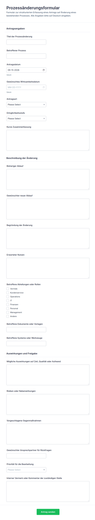 Antrag Auf Prozessänderung