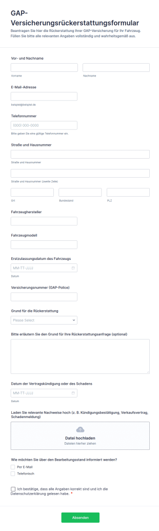 Antrag Auf Rückerstattung Der Gap Versicherung