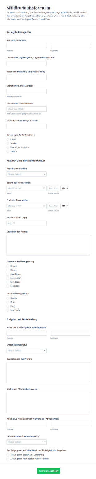 Antrag Auf Sonderurlaub Form
