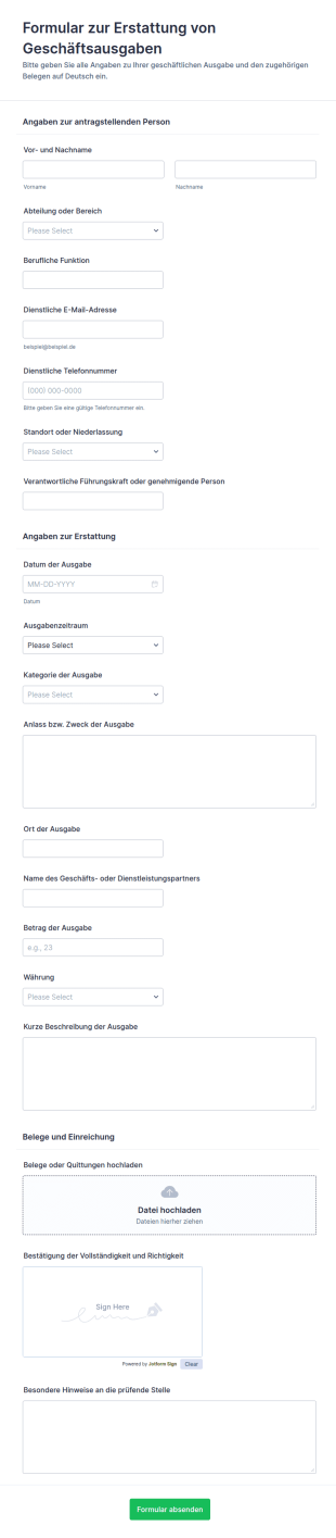 Antrag Auf Spesenrückerstattung