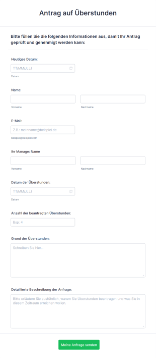 Antrag Auf Überstunden Form Template