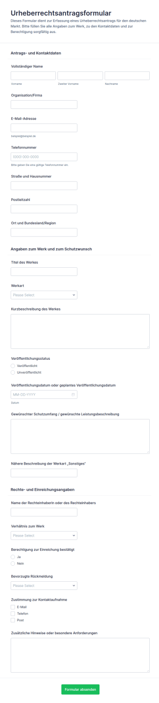 Antrag Auf Urheberrechtsnutzung Form