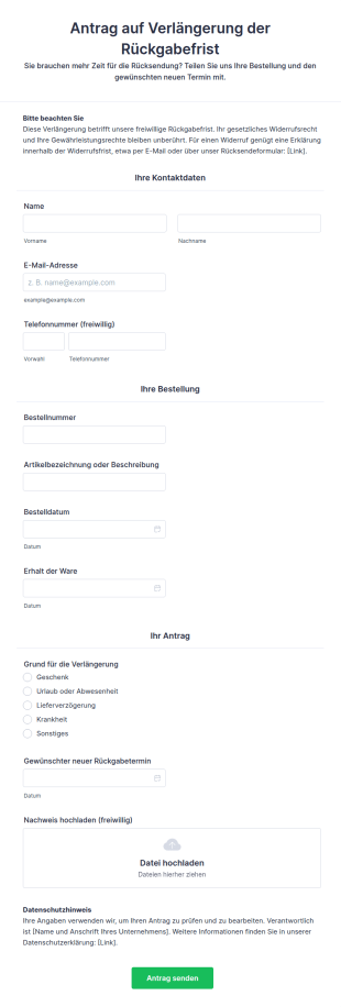 Antrag Auf Verlängerung Der Rückgabefrist
