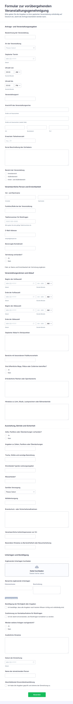 Antrag Auf Vorübergehende Veranstaltungszulassung