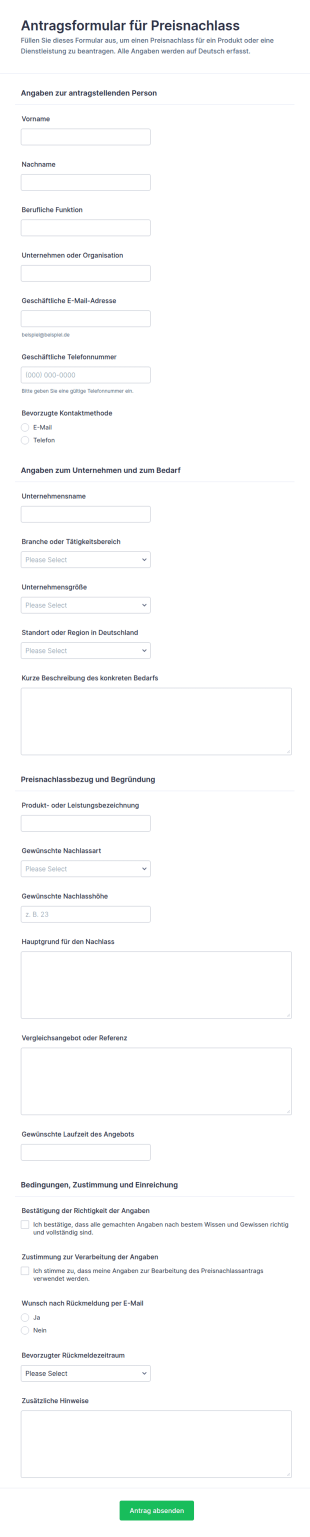 Antrag Auf Wettbewerbsvorteilsrabatt