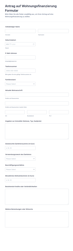 Antrag Auf Wohnungsfinanzierung Formular