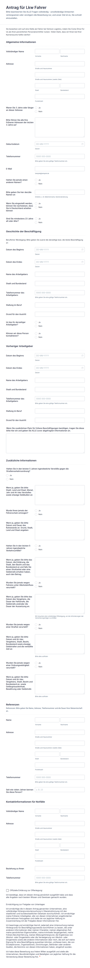 Antrag Für Lkw Fahrer