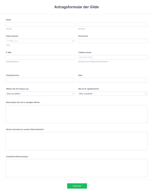Antragsformular Der Gilde Form Template