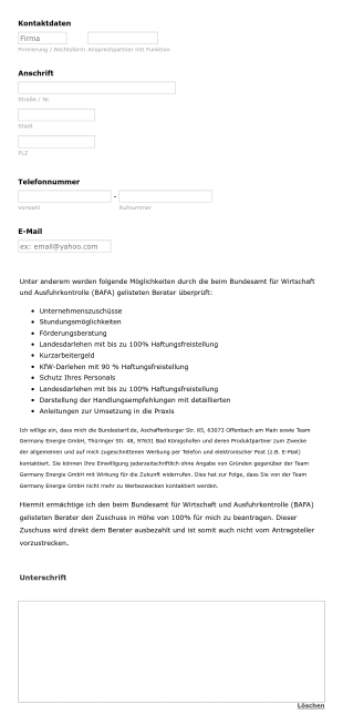 Antragsformular Existenzsicherungsberatung Form Template