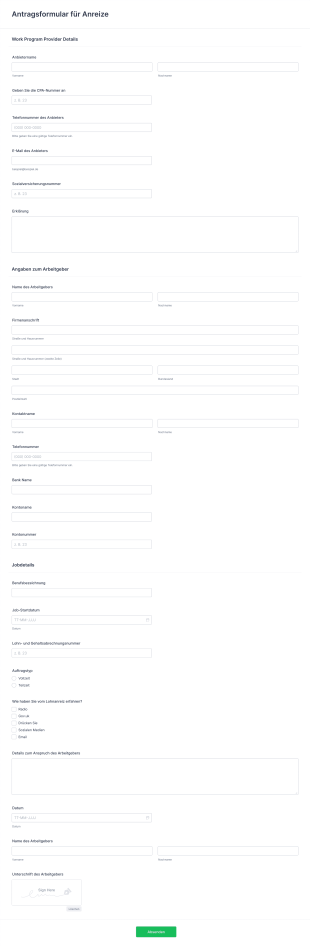 Antragsformular Für Anreize Form Template