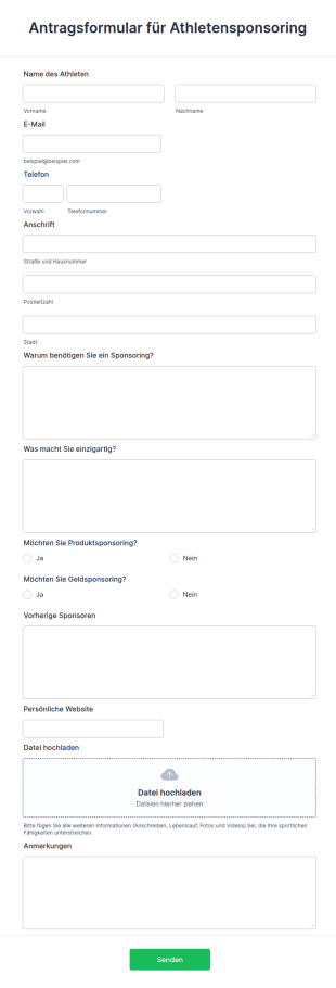 Antragsformular Für Athletensponsoring