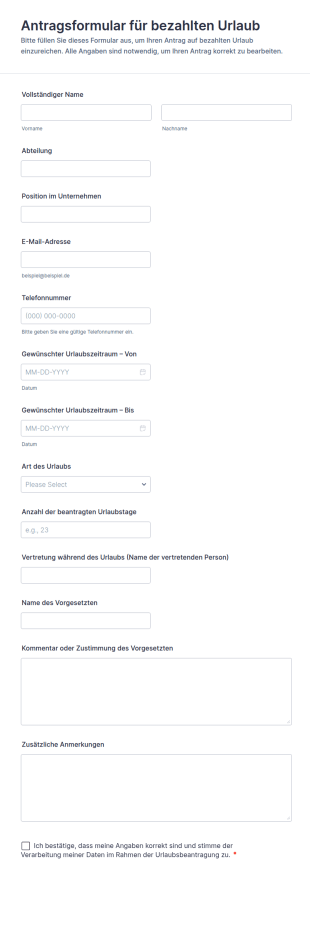 Antragsformular Für Bezahlten Urlaub