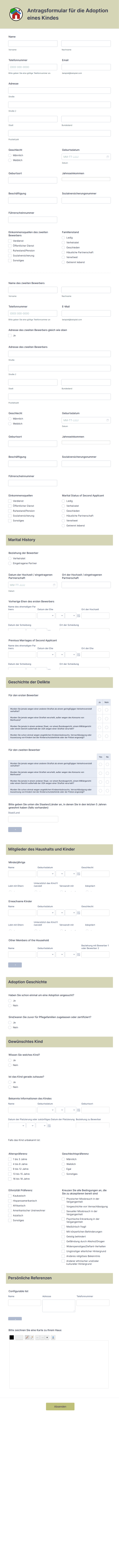 Antragsformular Für Die Adoption Eines Kindes Form Template