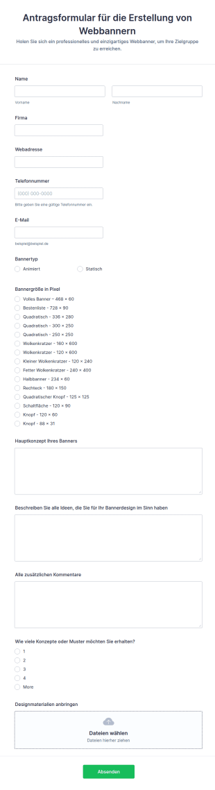Antragsformular Für Die Erstellung Von Webbannern