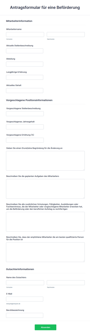 Antragsformular Für Eine Beförderung