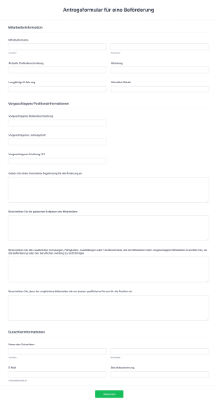 Antragsformular Für Eine Beförderung Form Template