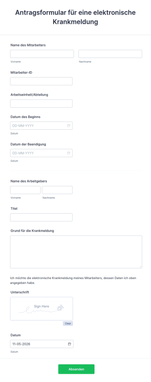 Antragsformular Für Eine Elektronische Krankmeldung