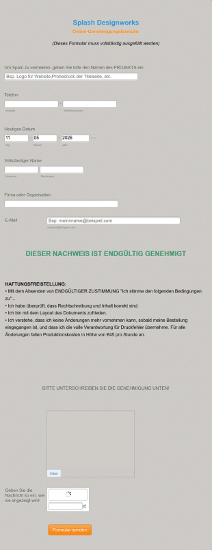 Antragsformular Für Eine Genehmigung