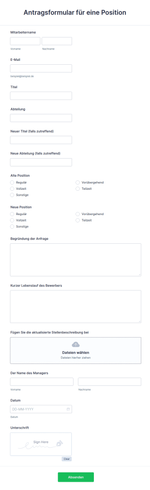 Antragsformular Für Eine Position