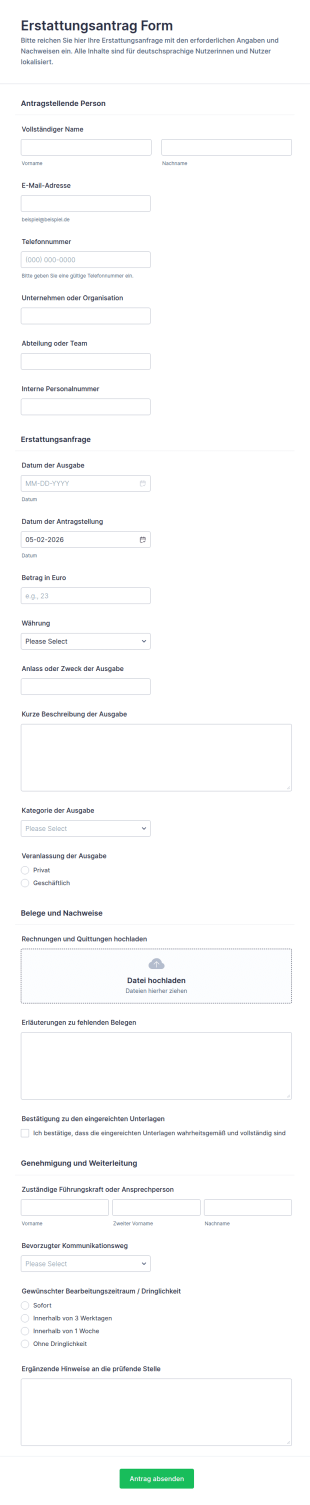 Antragsformular Für Erstattungen