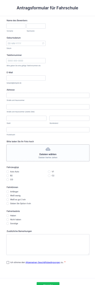Antragsformular Für Fahrschule
