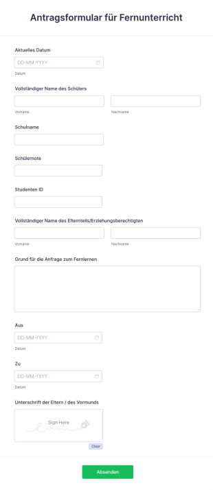 Antragsformular Für Fernunterricht