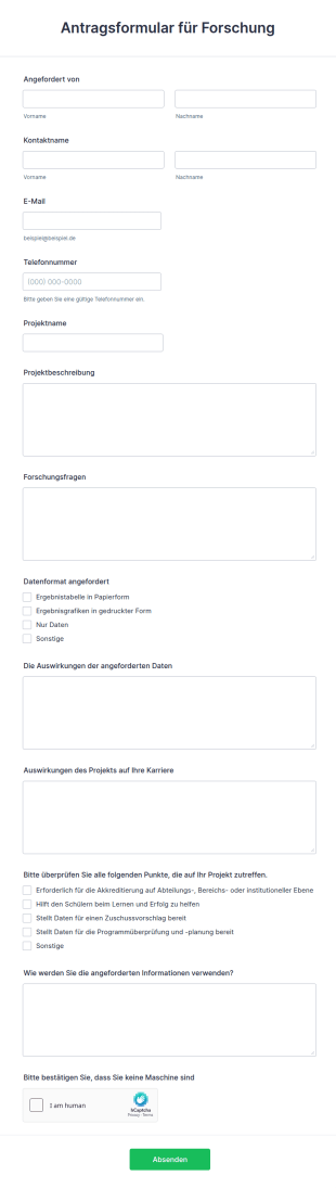 Antragsformular Für Forschung