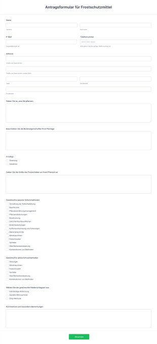 Antragsformular Für Frostschutzmittel Form Template