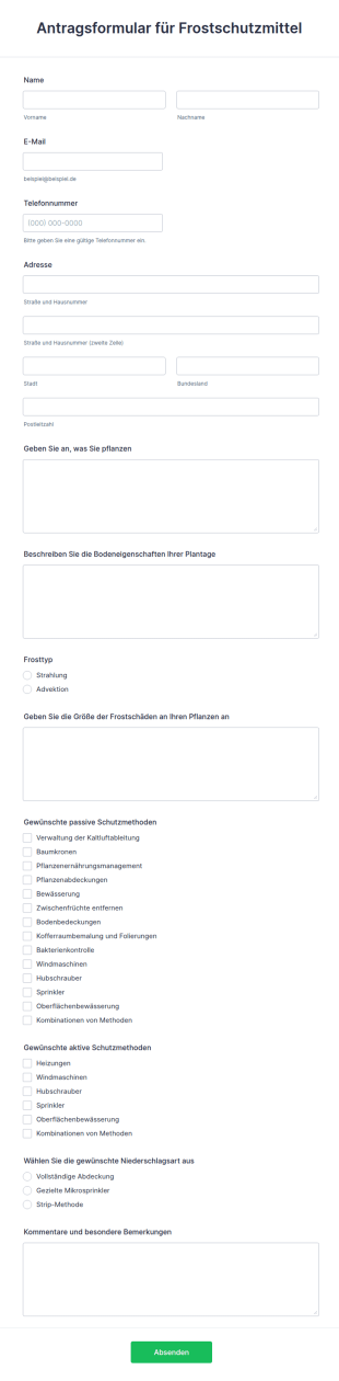 Antragsformular Für Frostschutzmittel