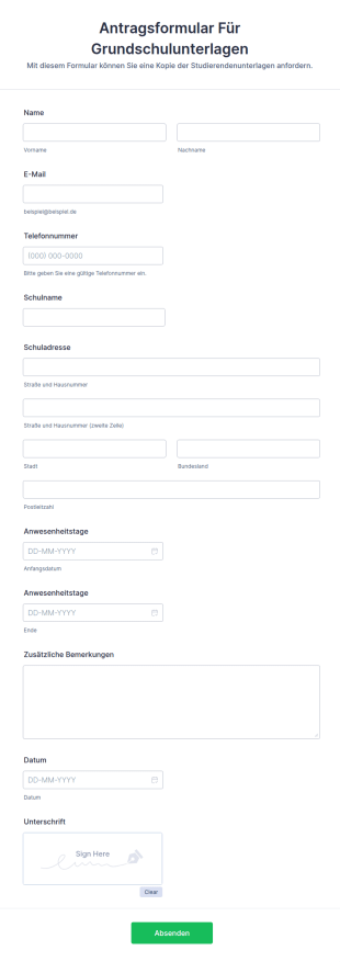 Antragsformular Für Grundschulunterlagen