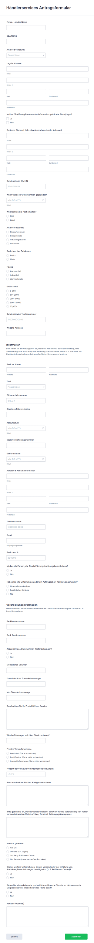 Antragsformular Für Händlerservices