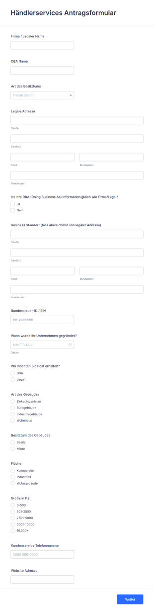 Antragsformular Für Händlerservices Form Template