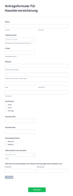 Antragsformular Für Haustierversicherung