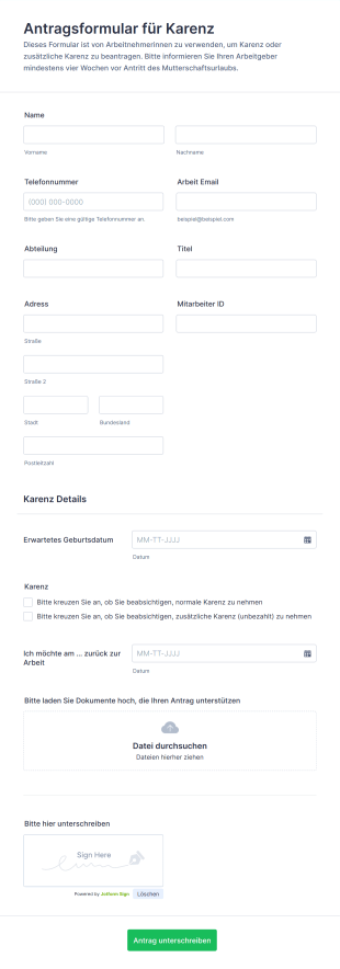 Antragsformular Für Karenz