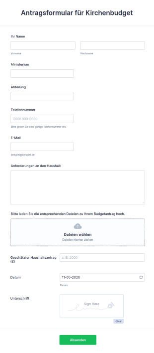 Antragsformular Für Kirchenbudget
