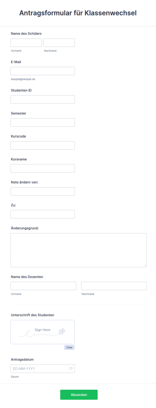 Antragsformular Für Klassenwechsel
