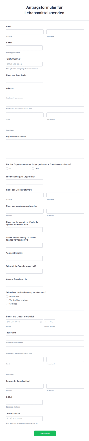 Antragsformular Für Lebensmittelspenden