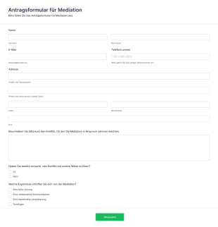 Antragsformular Für Mediation Form Template