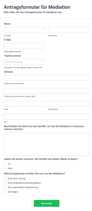Antragsformular Für Mediation