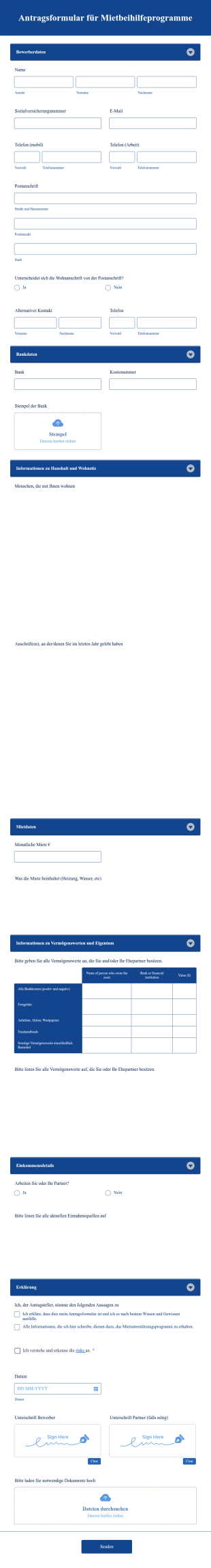 Antragsformular Für Mietbeihilfeprogramme