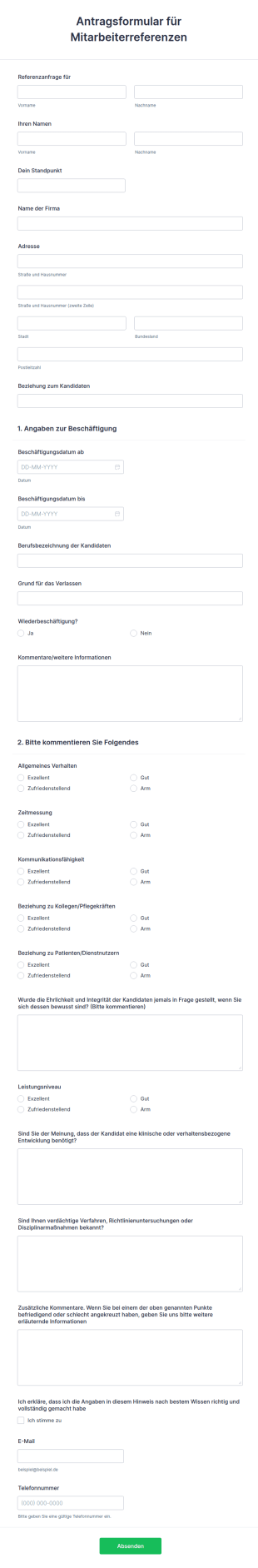 Antragsformular Für Mitarbeiterreferenzen