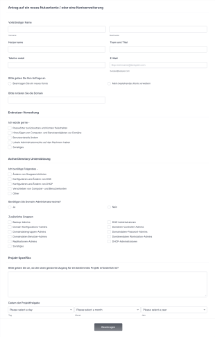 Antragsformular Für Neue Nutzer Form Template