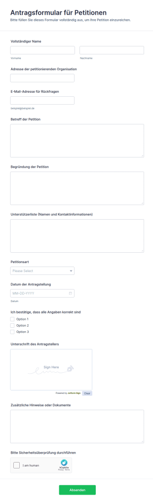 Antragsformular Für Petitionen