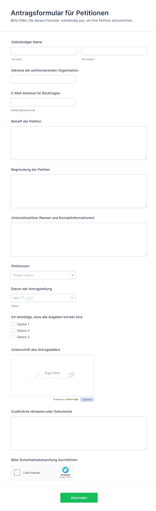 Antragsformular Für Petitionen