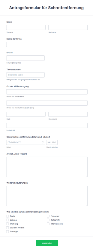 Antragsformular Für Schrottentfernung
