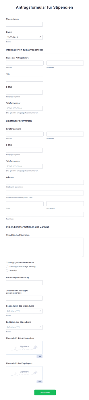 Antragsformular Für Stipendien