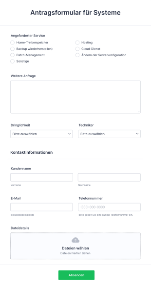 Antragsformular Für Systeme Form Template