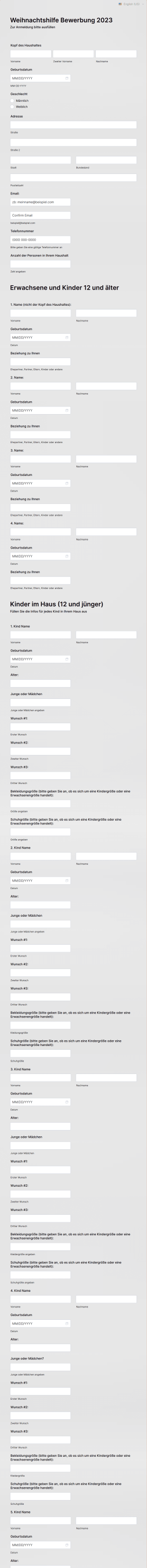 Antragsformular Für Weihnachtshilfe Form Template